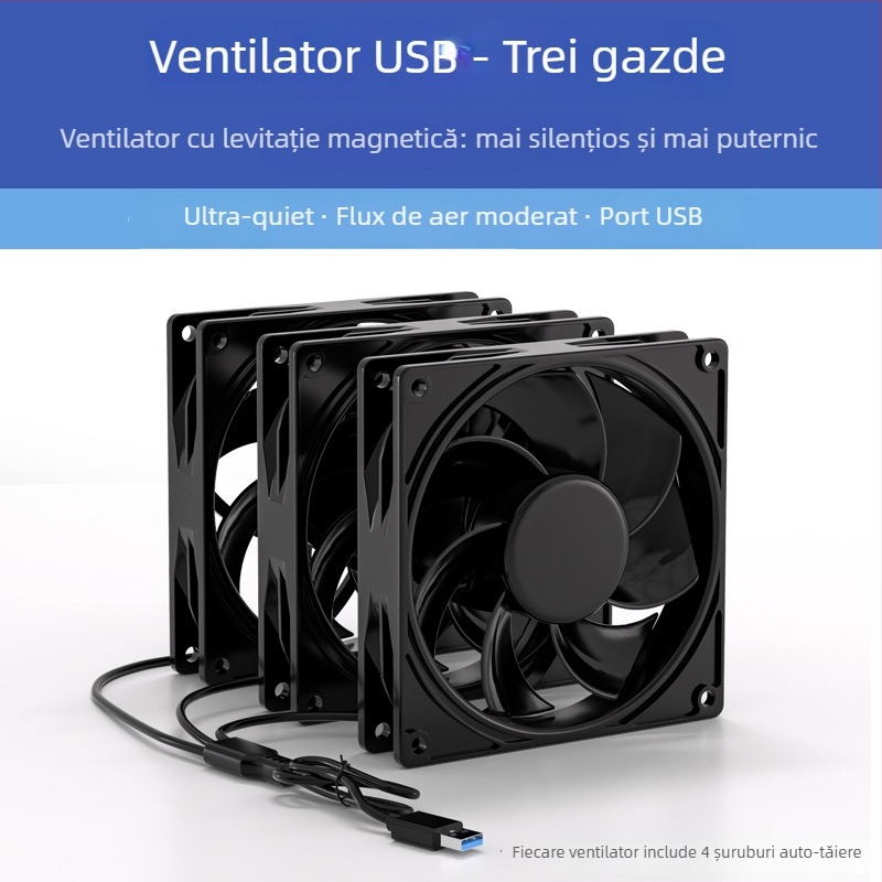 Ventilator de răcire pentru carcasa, 5V, axial, 1800 RPM, rulment cu baie de ulei, răcire cu aer