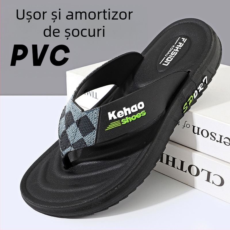 Flip-flops pentru bărbați - partea superioară din plastic, talpă din PVC, talpă injectată, degete deschise