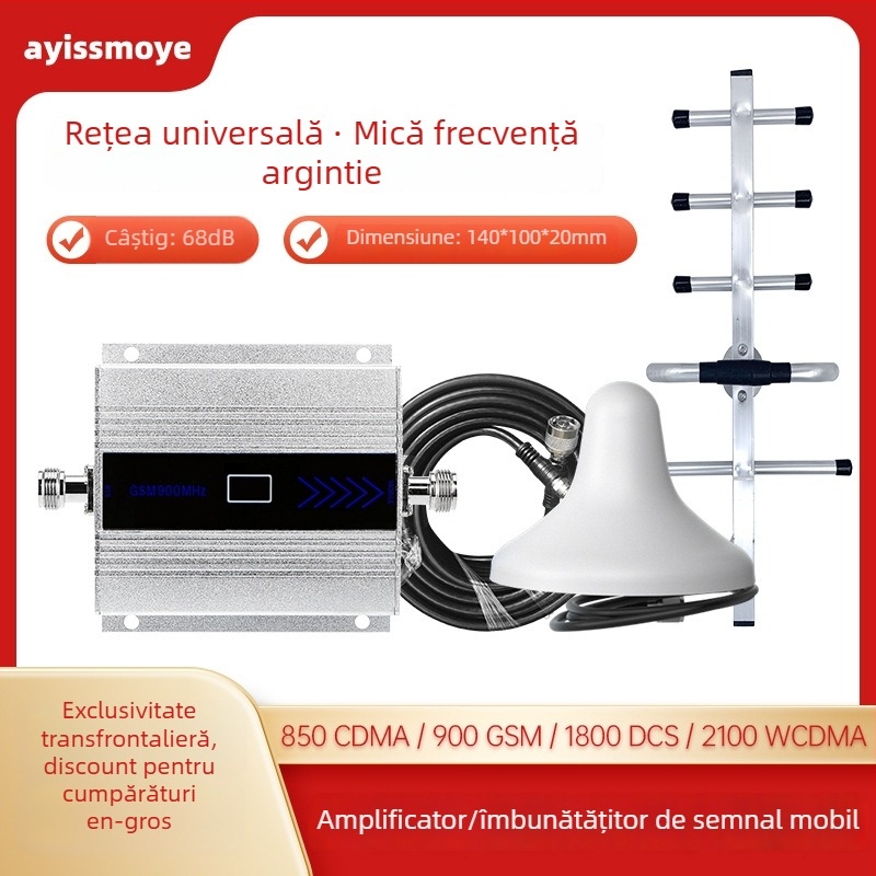 HB-39 Amplificator de semnal pentru telefonul mobil, acoperire 300 m², frecvențe 900/1800/2100 MHz, GSM/DCS/3G/CDMA, firewall încorporat.