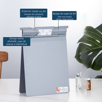 Clip pentru fișe medicale din ABS, imprimare logo, personalizabil, compatibil cu formatul A4, grosime a plăcii 1,2 mm, durabil, rezistent la șocuri