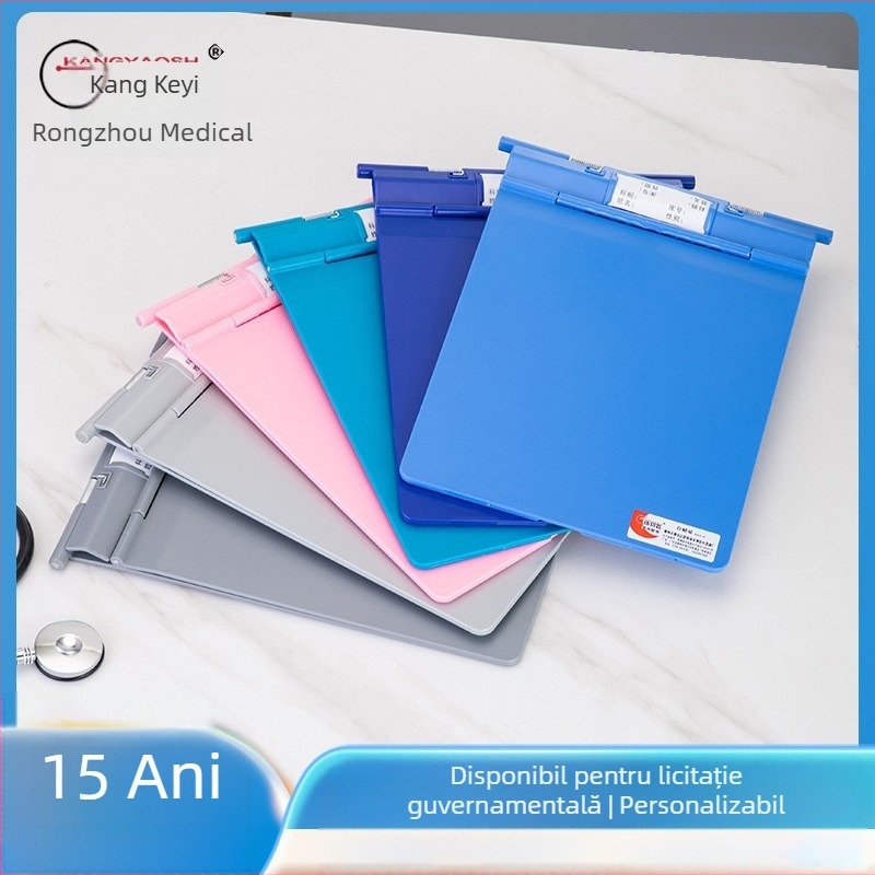 Clip pentru fișe medicale din ABS, imprimare logo, personalizabil, compatibil cu formatul A4, grosime a plăcii 1,2 mm, durabil, rezistent la șocuri