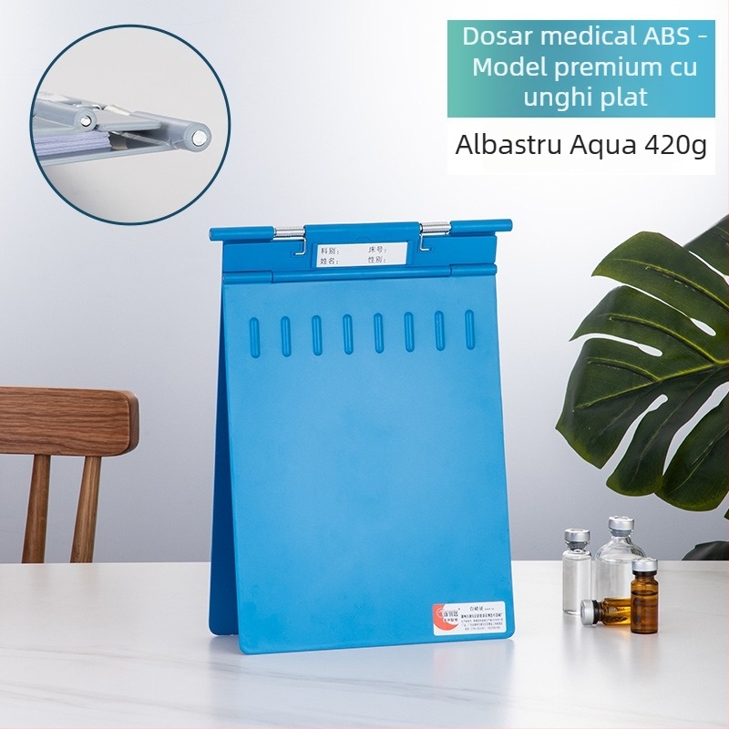 Clip pentru fișe medicale din ABS, imprimare logo, personalizabil, compatibil cu formatul A4, grosime a plăcii 1,2 mm, durabil, rezistent la șocuri