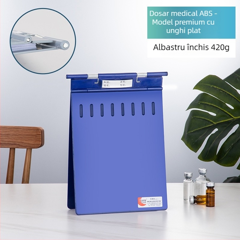Clip pentru fișe medicale din ABS, imprimare logo, personalizabil, compatibil cu formatul A4, grosime a plăcii 1,2 mm, durabil, rezistent la șocuri