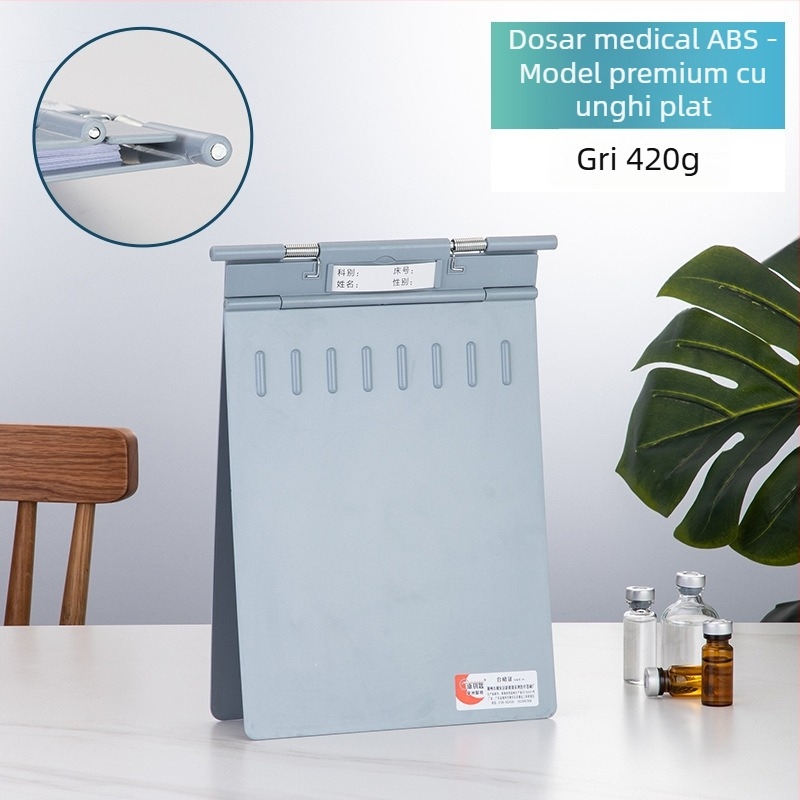 Clip pentru fișe medicale din ABS, imprimare logo, personalizabil, compatibil cu formatul A4, grosime a plăcii 1,2 mm, durabil, rezistent la șocuri