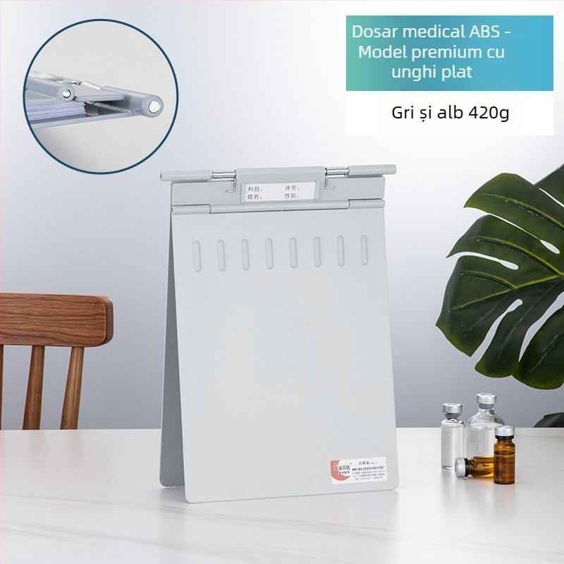 Clip pentru fișe medicale din ABS, imprimare logo, personalizabil, compatibil cu formatul A4, grosime a plăcii 1,2 mm, durabil, rezistent la șocuri