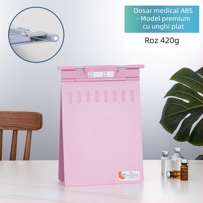 Clip pentru fișe medicale din ABS, imprimare logo, personalizabil, compatibil cu formatul A4, grosime a plăcii 1,2 mm, durabil, rezistent la șocuri