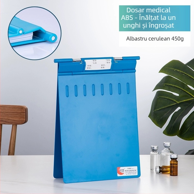 Clip pentru fișe medicale din ABS, imprimare logo, personalizabil, compatibil cu formatul A4, grosime a plăcii 1,2 mm, durabil, rezistent la șocuri