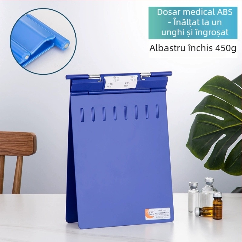 Clip pentru fișe medicale din ABS, imprimare logo, personalizabil, compatibil cu formatul A4, grosime a plăcii 1,2 mm, durabil, rezistent la șocuri