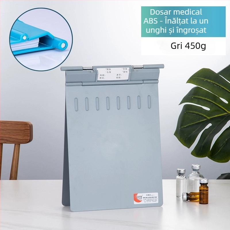 Clip pentru fișe medicale din ABS, imprimare logo, personalizabil, compatibil cu formatul A4, grosime a plăcii 1,2 mm, durabil, rezistent la șocuri