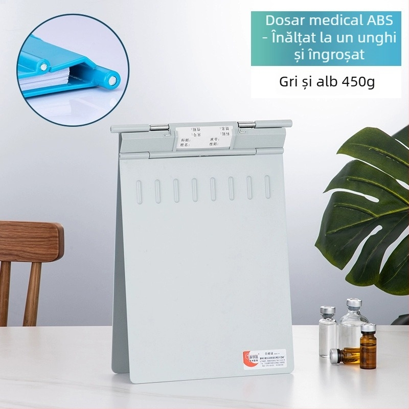 Clip pentru fișe medicale din ABS, imprimare logo, personalizabil, compatibil cu formatul A4, grosime a plăcii 1,2 mm, durabil, rezistent la șocuri