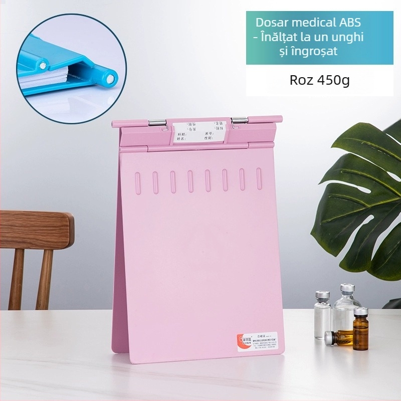 Clip pentru fișe medicale din ABS, imprimare logo, personalizabil, compatibil cu formatul A4, grosime a plăcii 1,2 mm, durabil, rezistent la șocuri