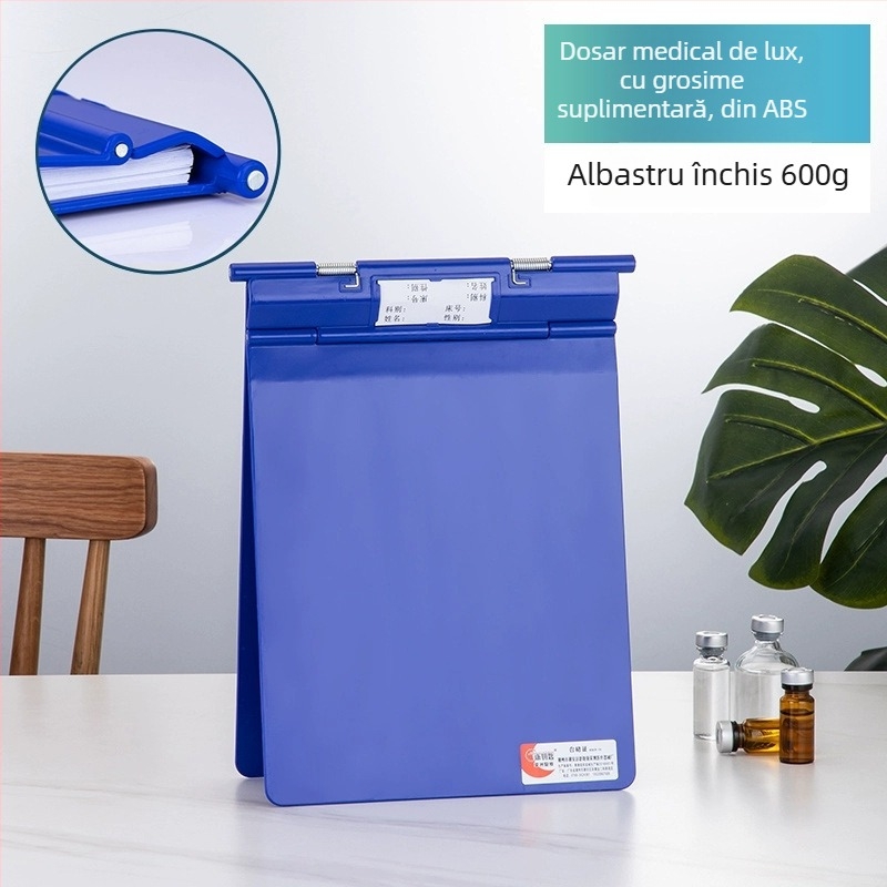 Clip pentru fișe medicale din ABS, imprimare logo, personalizabil, compatibil cu formatul A4, grosime a plăcii 1,2 mm, durabil, rezistent la șocuri