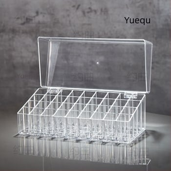 Organizator acrilic pentru rujuri – cutie de depozitare cosmetică, protecție la praf, pentru birou sau internat, stil minimalist, lansat în 2023
