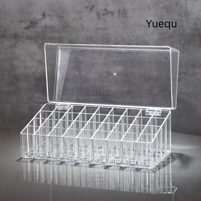 Organizator acrilic pentru rujuri – cutie de depozitare cosmetică, protecție la praf, pentru birou sau internat, stil minimalist, lansat în 2023