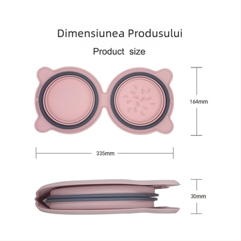 Vas pentru câini din silicon, design pliabil cu boluri duble, portabil pentru călătorii; Brand pet-001; Pachet 100; Categoria: Utensile pentru animale de companie.
