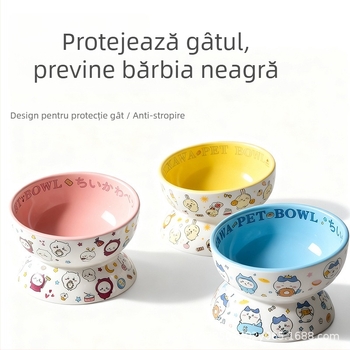 Vas ceramic pentru animale de companie, cu margine înclinată, anti-răsturnare, marcă pur1, 1 bucată, potrivit pentru cadou