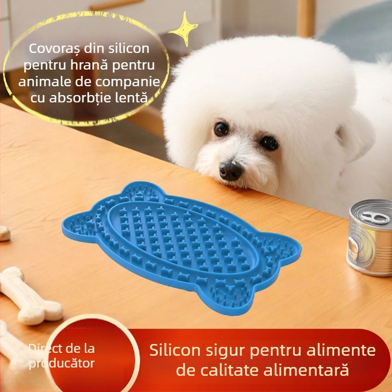 Tăviță din silicon pentru câini cu ventuză, hrănire lentă, anti-sufocare, reutilizabil