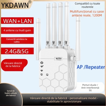 Repetor WiFi cu șase antene | 1200 Mbps | acoperire 300 m | 802.11ac | penetrare prin pereți