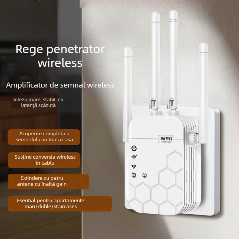Repetor WiFi cu șase antene | 1200 Mbps | acoperire 300 m | 802.11ac | penetrare prin pereți