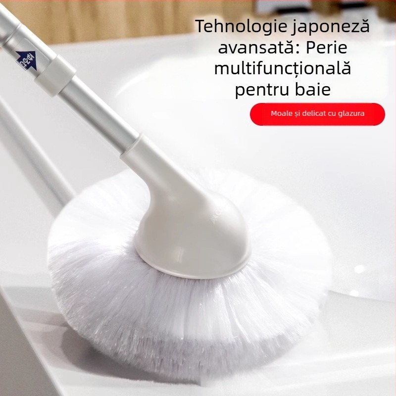 Perie de baie cu mâner telescopic, peri moi pentru curățarea băii și a toaletei, pentru pereți și chiuvetă
