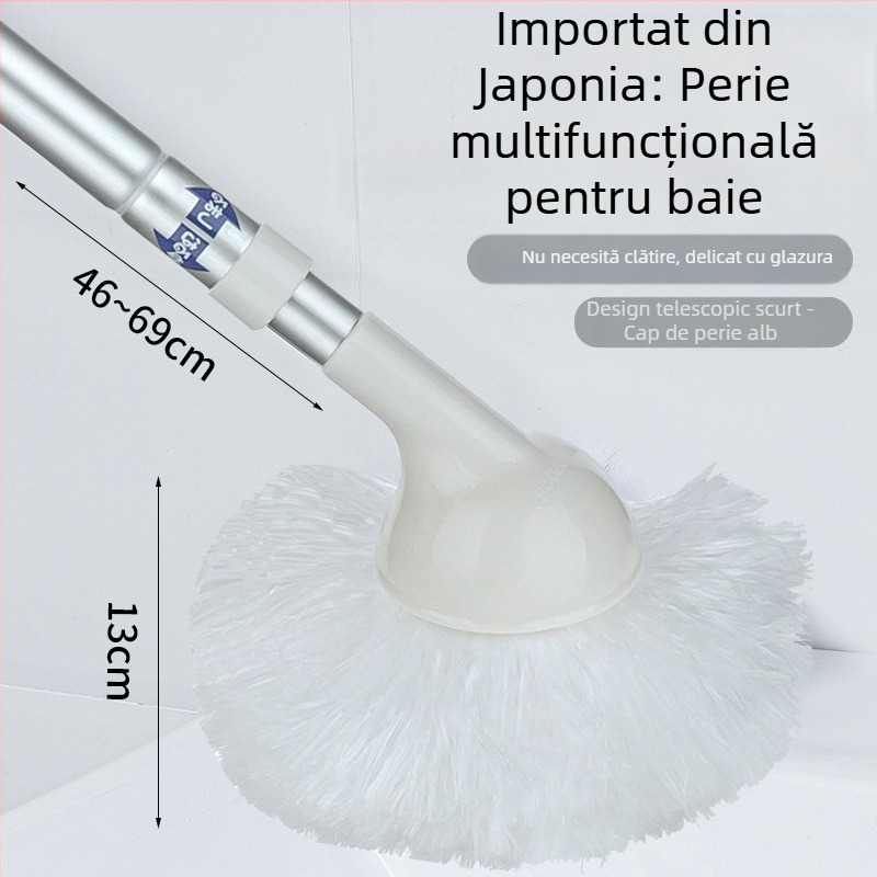 Perie de baie cu mâner telescopic, peri moi pentru curățarea băii și a toaletei, pentru pereți și chiuvetă