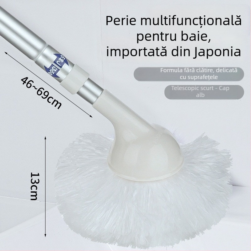 Perie de baie cu mâner telescopic, peri moi pentru curățarea băii și a toaletei, pentru pereți și chiuvetă