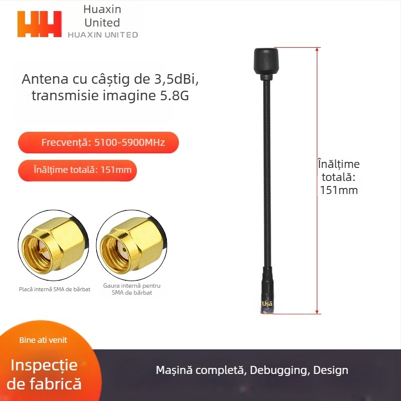 Antena FPV pentru transmisie video la 5,8 GHz pentru UAV – mare câștig, anti‑interferențe, omni‑direcțională