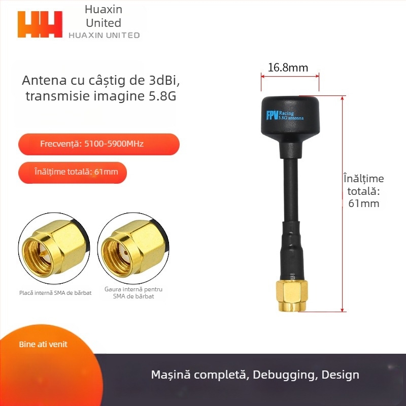 Antena FPV pentru transmisie video la 5,8 GHz pentru UAV – mare câștig, anti‑interferențe, omni‑direcțională