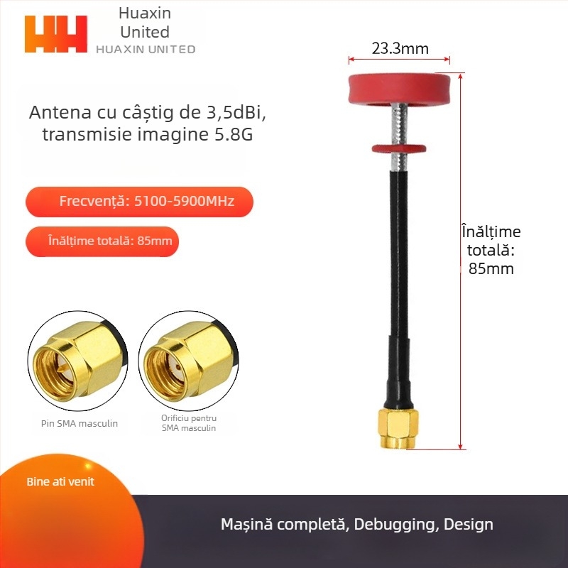 Antena FPV pentru transmisie video la 5,8 GHz pentru UAV – mare câștig, anti‑interferențe, omni‑direcțională