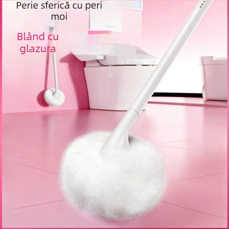 Baojia Jie Perie de toaletă cu peri moi și mâner lung, din plastic, pentru baie