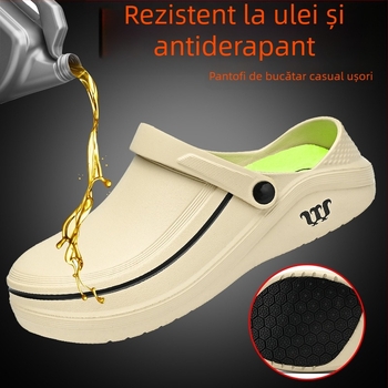 Pantofi de bucătărie anti-derapare, impermeabili, partea superioară EVA, talpă TPR, închidere cu cataramă, vârf rotund, toc mic