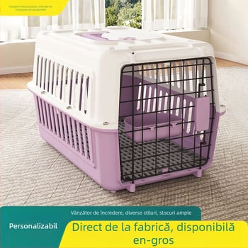 Cușcă portabilă pentru animale de companie, pentru călătorii cu avionul, cu separator; material PP; capacitate 25; duritate medie