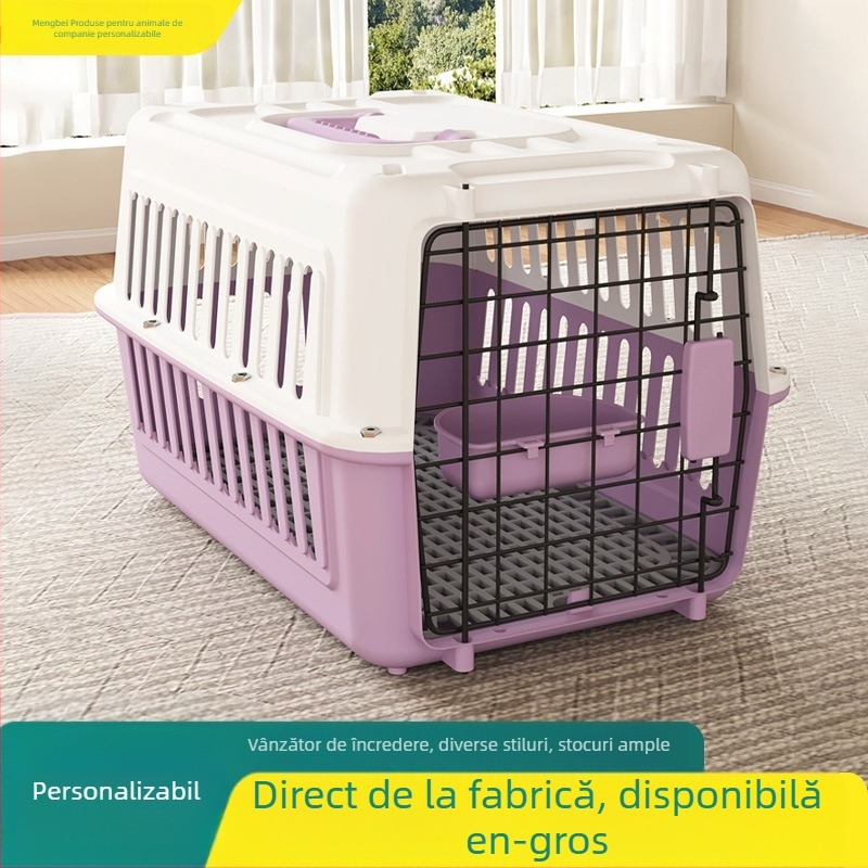 Cușcă portabilă pentru animale de companie, pentru călătorii cu avionul, cu separator; material PP; capacitate 25; duritate medie