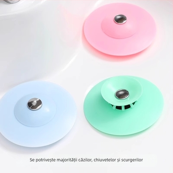 Dop de chiuvetă pentru scurgere – tip apăsare, formă disc, anti miros