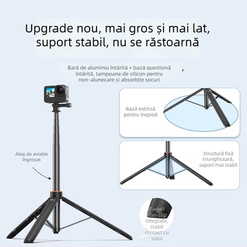 Brdrc trepied extensibil pentru selfie, compatibil cu DJI Action 5 Pro, Osmo 360 / Osmo 3/4 — aliaj de aluminiu