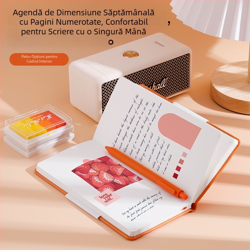 PAPERIDEAS 48K Caiet pentru studenți cu pătrate în grilă, copertă din piele PU, bandă elastică, carnet de buzunar