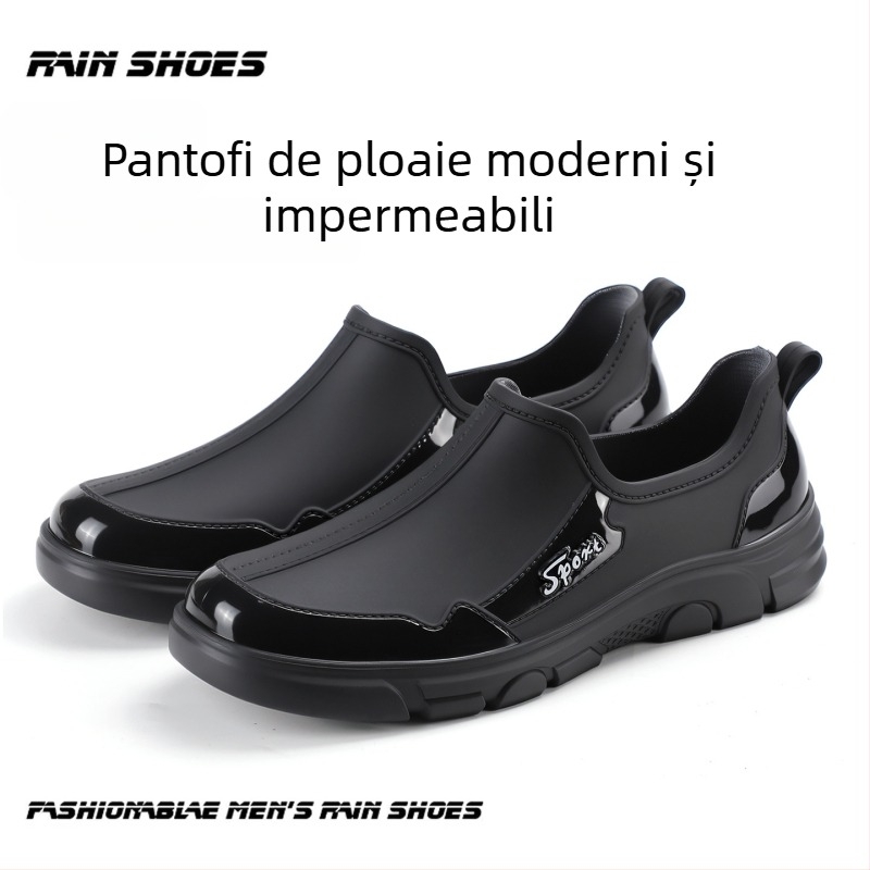 Cizme de ploaie PVC, design cu tăietură joasă, anti-alunecare, impermeabile