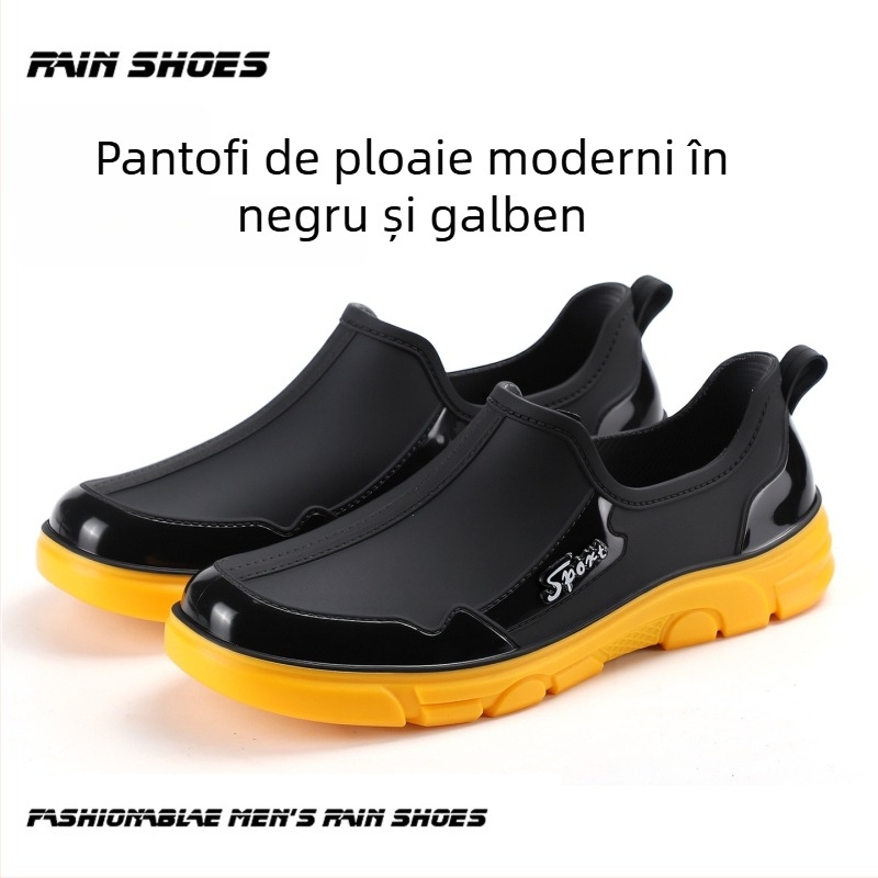 Cizme de ploaie PVC, design cu tăietură joasă, anti-alunecare, impermeabile
