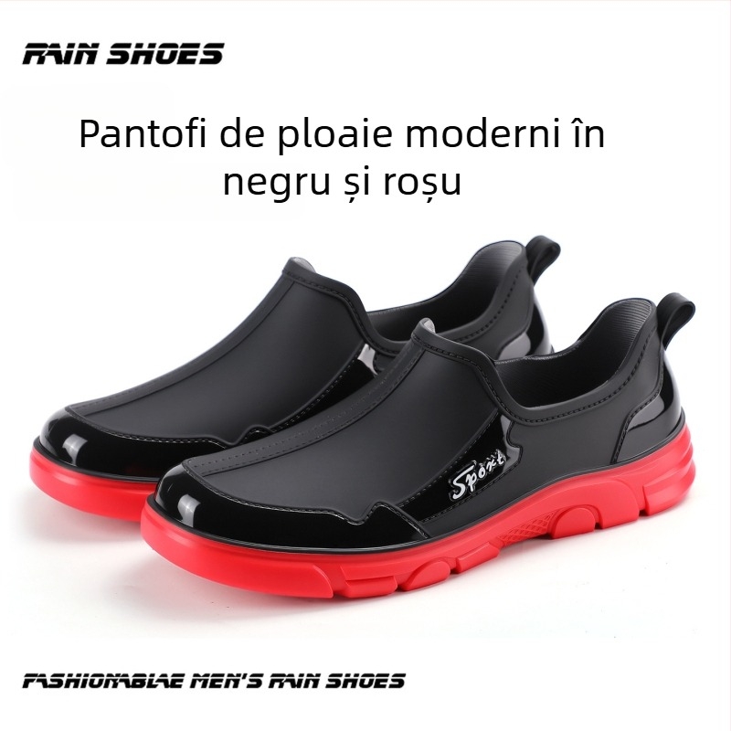 Cizme de ploaie PVC, design cu tăietură joasă, anti-alunecare, impermeabile