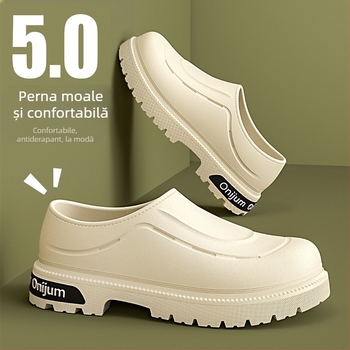 Șlapi bărbați de vară, talpă groasă EVA și partea superioară EVA, design cu creștere înălțime, antiaderente, impermeabile și rezistente la ulei, Slip-On
