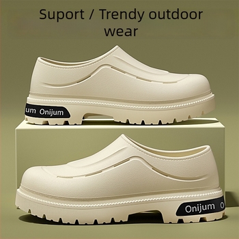 Șlapi bărbați de vară, talpă groasă EVA și partea superioară EVA, design cu creștere înălțime, antiaderente, impermeabile și rezistente la ulei, Slip-On