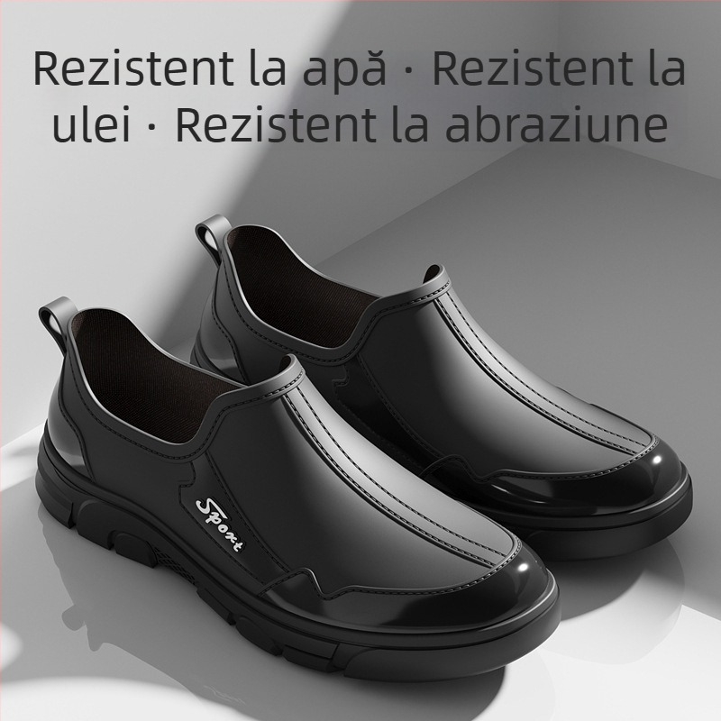 Cizme de ploaie unisex - PVC partea superioară, talpă din plastic, căptușeală din plasă, vârf rotund, patru sezoane