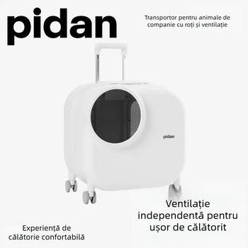 Pidan cutie de transport pentru animale cu ventilație, din plastic, pe roți, pentru pisici și câini de talie mică