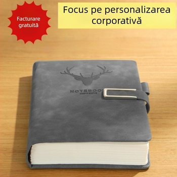 Caiet A5 cu copertă din piele sintetică, legare franțuzească, hârtie Dowling 80 g, 200–300 pagini