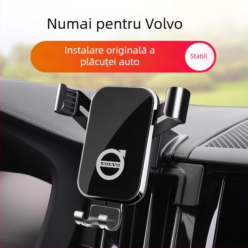 Suport pentru telefon Volvo – fixare pe bord, montaj snap-on, fără alimentare
