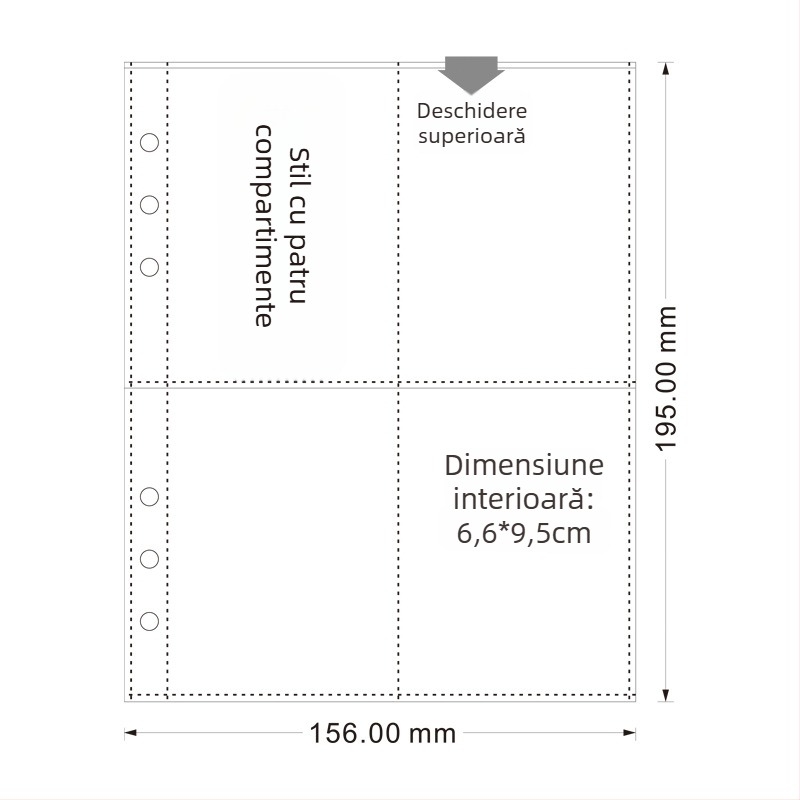 Amu YZ-9 dosar de foi libere, legare spirală, capac PVC transparent, 6 găuri, personalizare cu logo