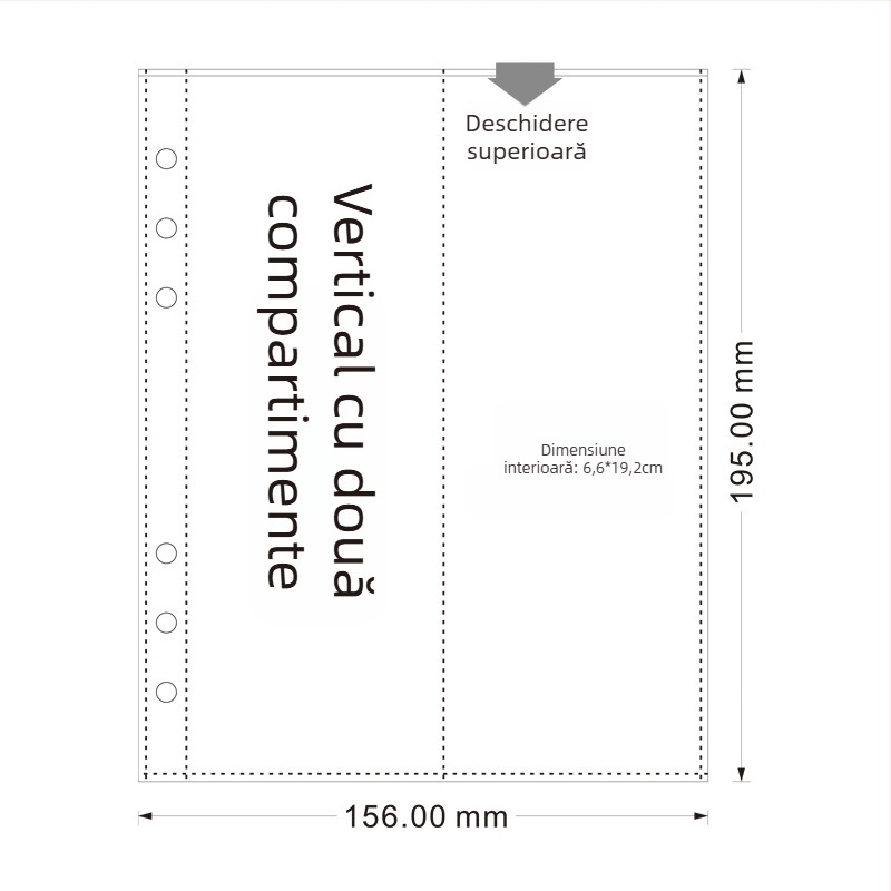 Amu YZ-9 dosar de foi libere, legare spirală, capac PVC transparent, 6 găuri, personalizare cu logo