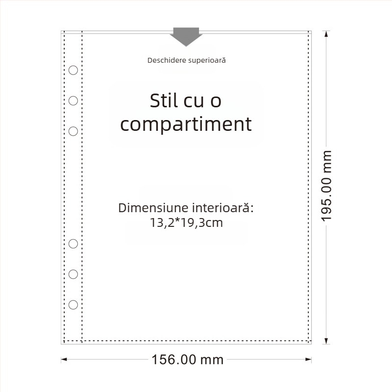 Amu YZ-9 dosar de foi libere, legare spirală, capac PVC transparent, 6 găuri, personalizare cu logo