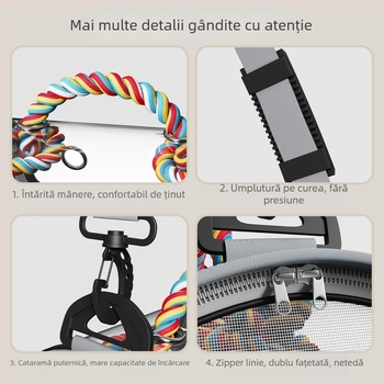 Rucsac respirabil pentru animale de companie, pentru pisici și câini mici, purtare transversală și de mână