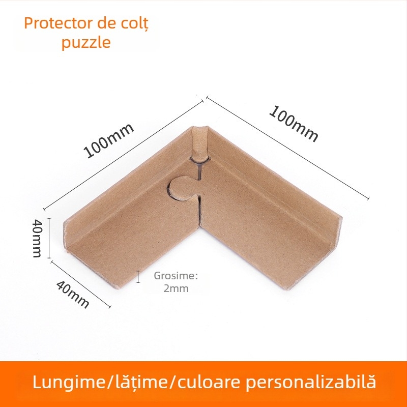 Protector de colț din hârtie Kraft cu lacăt, unghi de 90 de grade, versiune dură